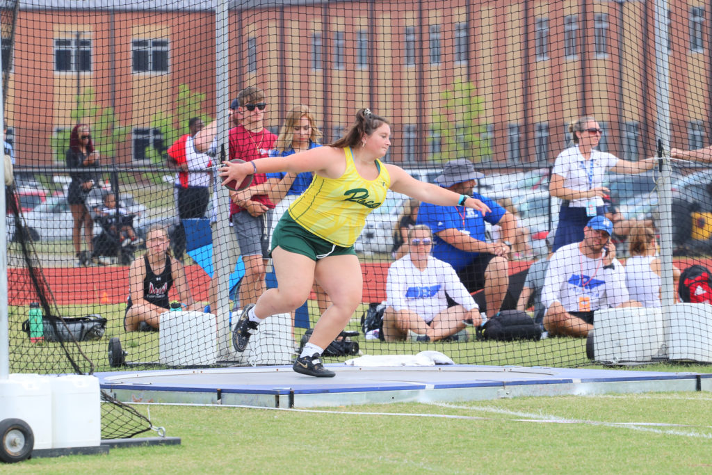 RCHS senior Track and field star Hallie DeArman stands on awards stand at State Tournament with her fifth place finish in discus to earn her second All-State award for her career.(Photo:GaryBolden/TennesseeCommunityMagazine)